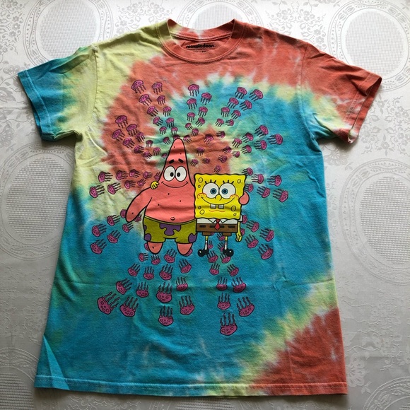 Nickelodeon Spongebob Square Pants Vintage Tie-Dye T-Shirt Women’s Size XS Tee - Picture 6 of 16